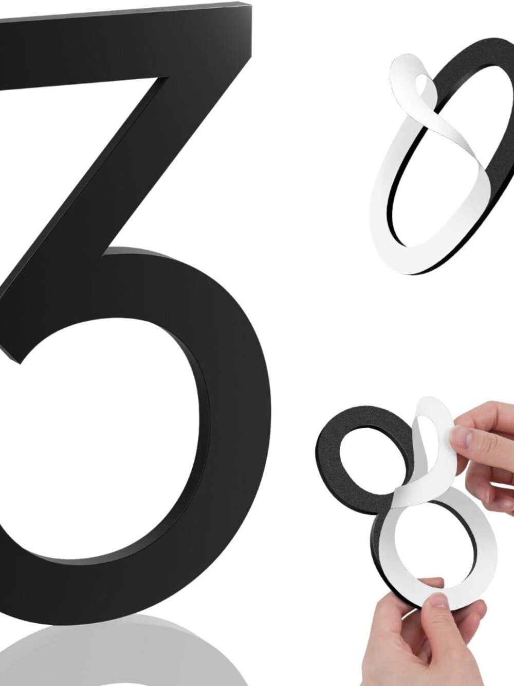5 Inch House Numbers, Self-adhesive for Outside Mailbox House Number 3